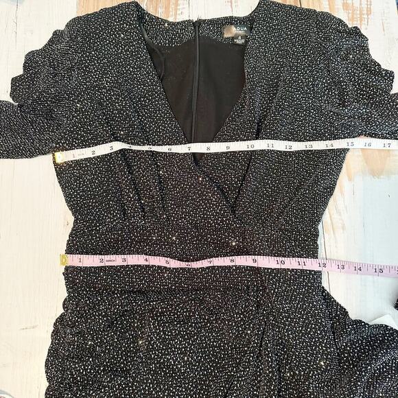 AQUA Drapey Mini Cocktail Holiday Night Out Metallic Party Dress Size 4 - Picture 11 of 15